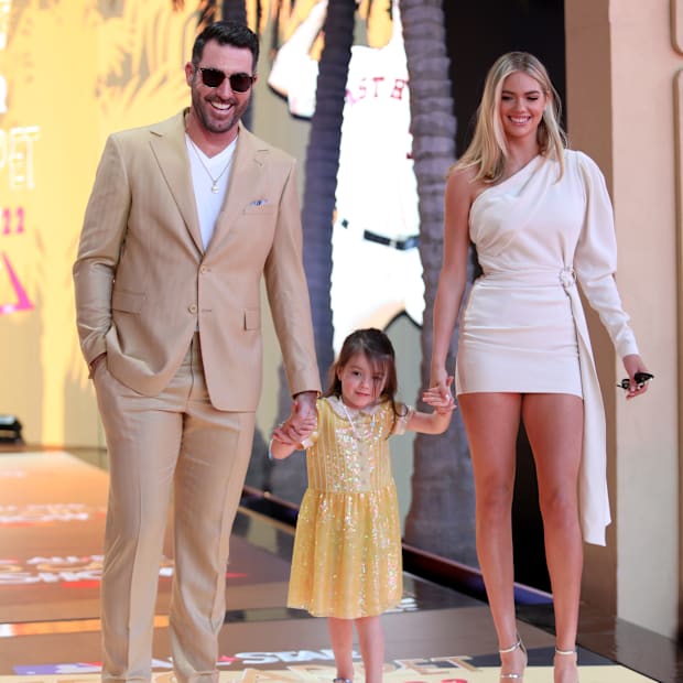 Justin Verlander, Kate Upton and their daughter at The 2022 MLB All-Star Game Red Carpet Show