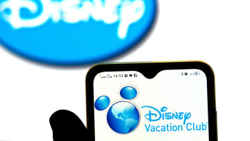 In this photo illustration, the Disney Vacation Club logo is...