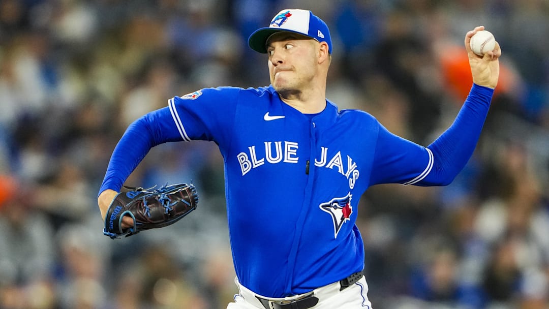 Apr 26, 2026; Toronto, Ontario, CAN; Toronto Blue Jays pitcher Patrick Corbin (46) pitches against the Cleveland Guardians during the first inning at Rogers Centre