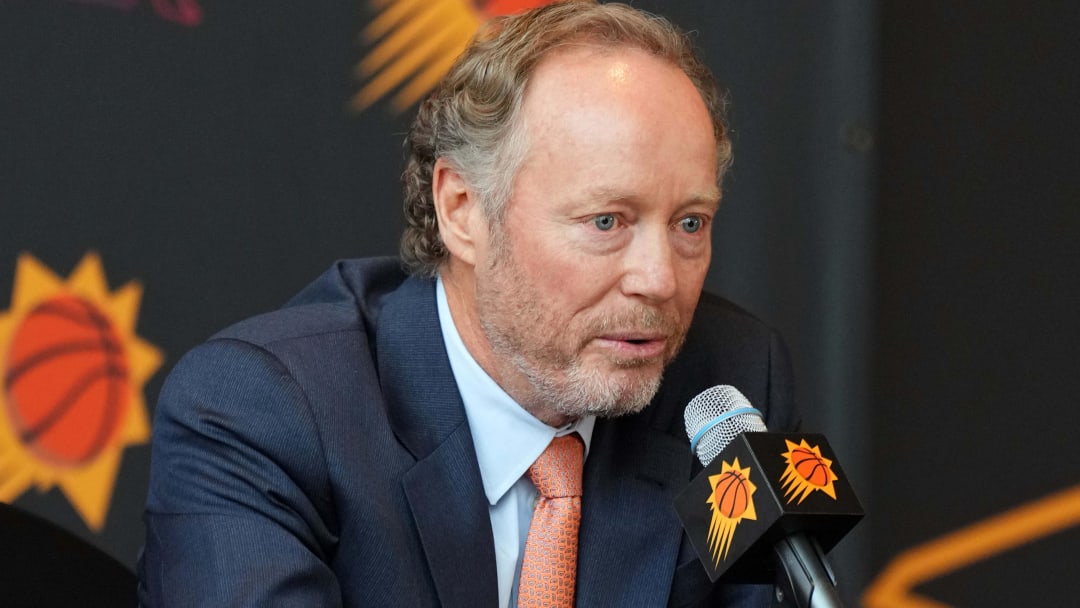 May 17, 2024; Phoenix, AZ, USA; Mike Budenholzer speaks during a press conference to announce his job as head coach of the Phoenix Suns. Mandatory Credit: Joe Camporeale-USA TODAY Sports
