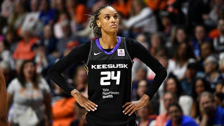 Connecticut Sun forward guard DeWanna Bonner (24) looks on during a September 6, 2024 game.