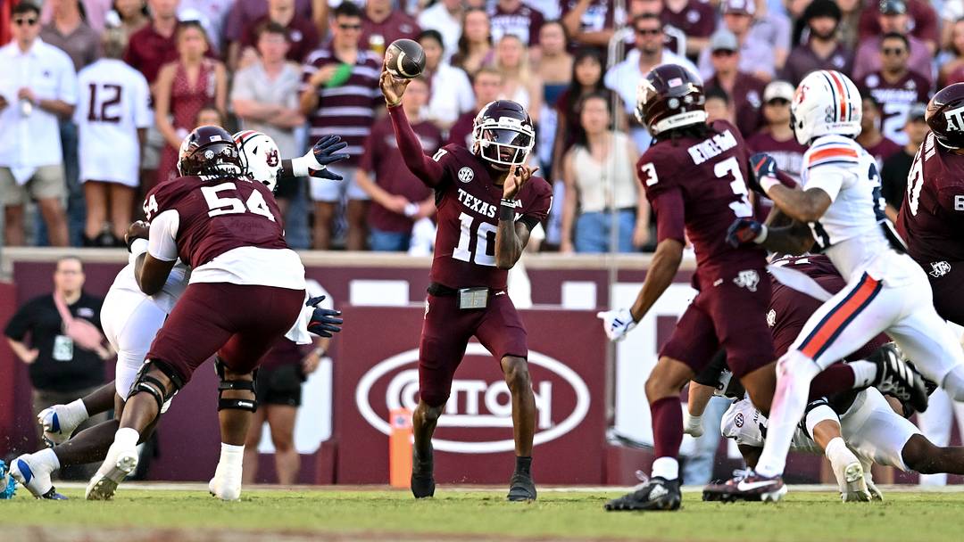 Texas A&M Aggies quarterback Marcel Reed (10) throws the ball against the Auburn Tigers during the second half at Kyle Field. Texas A&M Aggies quarterback Marcel Reed (10) throws the ball against the Auburn Tigers during the second half at Kyle Field.