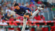 Seattle Mariners pitcher George Kirby (68) throws against the Los Angeles Angels during the first inning at Angel Stadium in 2024.