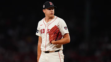 Boston Red Sox starting pitcher Nick Pivetta (37) on the mound at Fenway Park.