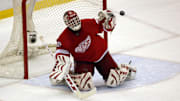 Dominik Hasek makes a save against the Blackhawks in 2008.