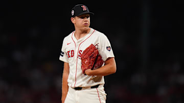 Sep 11, 2024; Boston, Massachusetts, USA; Boston Red Sox starting pitcher Nick Pivetta (37) on the mound against the Baltimore Orioles in the first inning at Fenway Park.