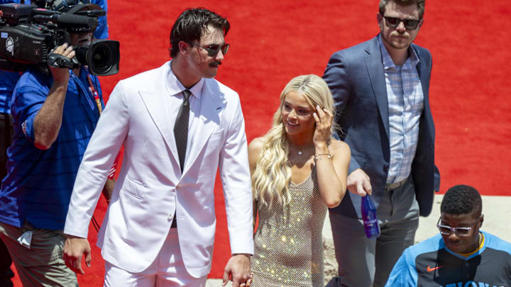Pittsburgh Pirates ace Paul Skenes and LSU gymnast Livvy Dunne arrive at the 2024 MLB All-Star game.