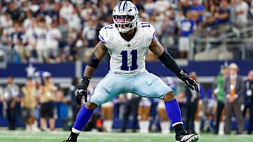 Sep 22, 2024; Arlington, Texas, USA; Dallas Cowboys linebacker Micah Parsons (11) drops back in coverage during the fourth quarter against the Baltimore Ravens at AT&T Stadium. Mandatory Credit: Andrew Dieb-Imagn Images