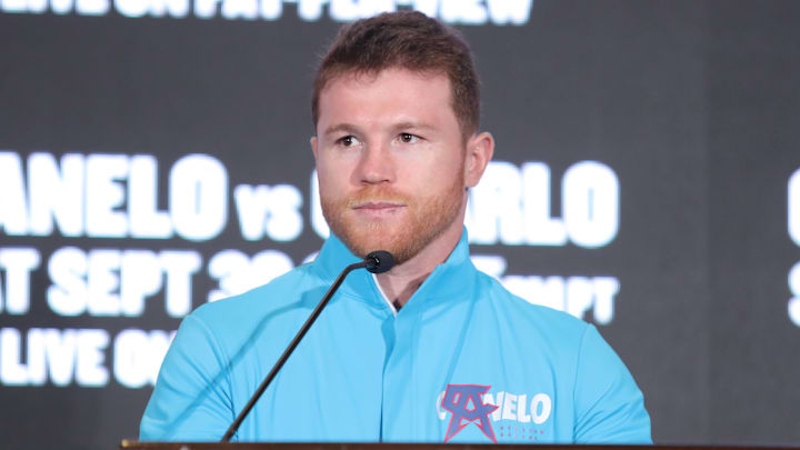 Canelo Alvarez before his fight against Jermell Charlo in 2023. Canelo Alvarez before his fight against Jermell Charlo in 2023.