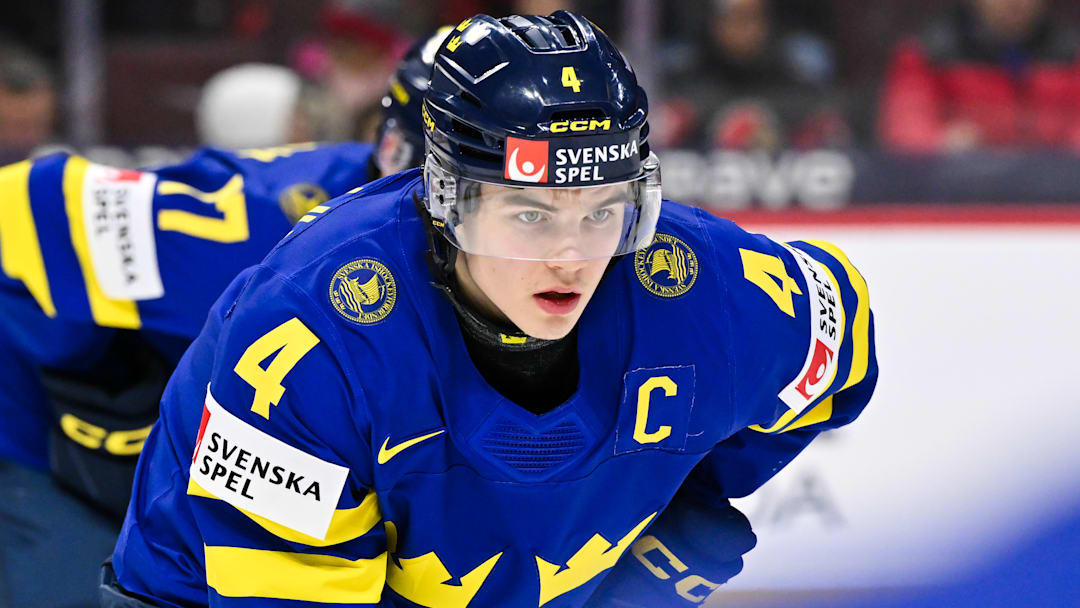 Axel Sandin Pellikka could be the most intriguing blue line prospect for the Detroit Red Wings.