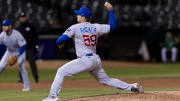 Apr 18, 2023; Oakland, California, USA;  Chicago Cubs closing pitcher Michael Rucker (59) throws against the Oakland Athletics during the ninth inning at RingCentral Coliseum