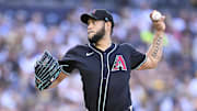 Sep 27, 2025; San Diego, California, USA; Arizona Diamondbacks starting pitcher Eduardo Rodriguez (57) delivers during the second inning against the Arizona Diamondbacks at Petco Park. Mandatory Credit: Denis Poroy-Imagn Images