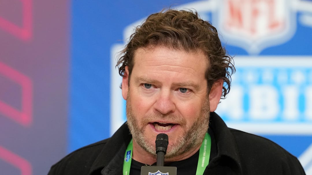 Seattle Seahawks general manager John Schneider speaks at the NFL Scouting Combine.