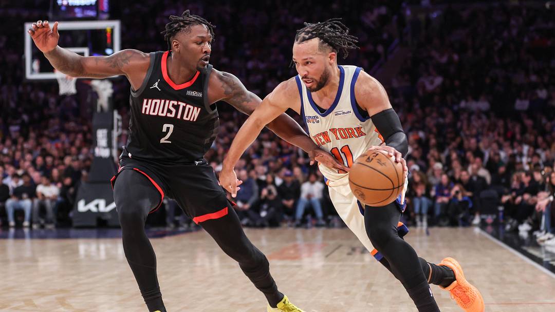 Feb 21, 2026; New York, New York, USA; New York Knicks guard Jalen Brunson (11) drives past Houston Rockets forward Dorian Finney-Smith (2) in the third quarter at Madison Square Garden. Mandatory Credit: Wendell Cruz-Imagn Images Feb 21, 2026; New York, New York, USA; New York Knicks guard Jalen Brunson (11) drives past Houston Rockets forward Dorian Finney-Smith (2) in the third quarter at Madison Square Garden. Mandatory Credit: Wendell Cruz-Imagn Images