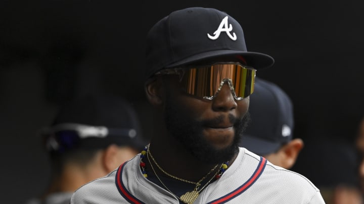Jun 11, 2024; Baltimore, Maryland, USA; Atlanta Braves outfielder Michael Harris II (23) stand sin the dugout before the game against the Baltimore Orioles  at Oriole Park at Camden Yards. Mandatory Credit: Tommy Gilligan-USA TODAY Sports