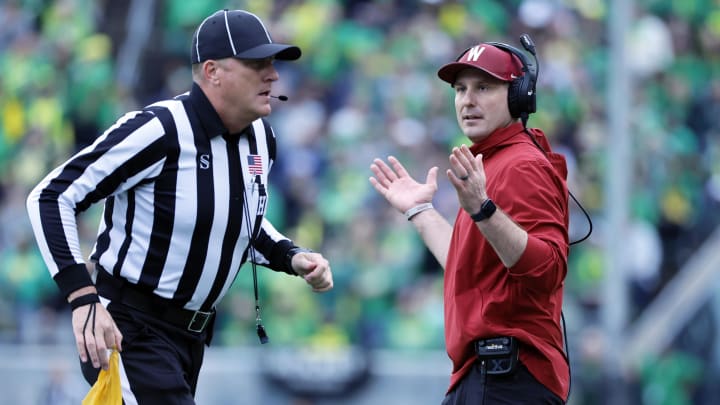 Oct 21, 2023; Eugene, Oregon, USA; Washington State Cougars head coach Jake Dickert reacts on the sidelines during the first half against the Oregon Ducks at Autzen Stadium. Mandatory Credit: Soobum Im-USA TODAY Sports