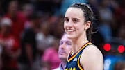 Jun 17, 2025; Indianapolis, Indiana, USA; Indiana Fever guard Caitlin Clark (22) in the second half against the Connecticut Sun at Gainbridge Fieldhouse. Mandatory Credit: Trevor Ruszkowski-Imagn Images