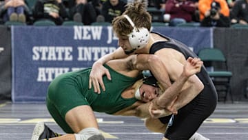 CBA’s Sean Kenny defeated Brick Memorial’s Santino DiMatteo 4-2 in their 106 lbs consolation match for Third Place at NJSIAA State Westling Championships in Atlantic City on March 8, 2025.