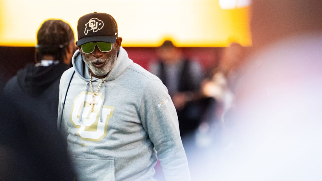 Sep 7, 2024; Lincoln, Nebraska, USA; Colorado Buffaloes head coach Deion Sanders on the sideline during the first quarter against the Nebraska Cornhuskers at Memorial Stadium. Mandatory Credit: Dylan Widger-Imagn Images