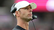 Arizona Cardinals head coach Jonathan Gannon looks on from the sidelines during their game against the Carolina Panthers at State Farm Stadium on Sept 14, 2025.