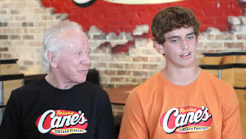 Arch, Cooper And Archie Manning Work A Pre-Manning Passing Academy "Shift" With LSU Quarterback
