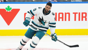 Jan 9, 2024; Toronto, Ontario, CAN; San Jose Sharks left wing Anthony Duclair (10) skates during the