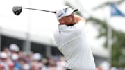 Shane Lowry plays his shot from the third tee during the second round of the U.S. Open golf tournament. 
