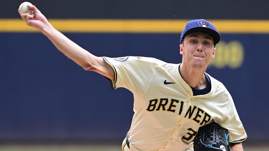 Milwaukee Brewers starting pitcher Jacob Misiorowski throws a pitch