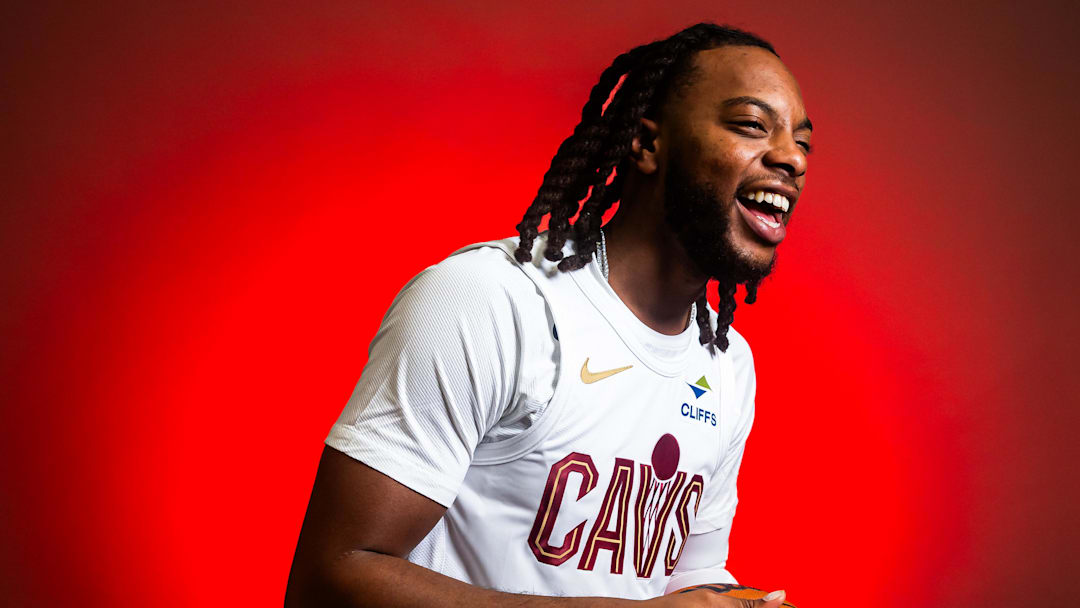 Sep 29, 2025; Cleveland, OH, USA;  Cleveland Cavaliers guard Darius Garland (10) during media day at Rocket Arena. Mandatory Credit: Ken Blaze-Imagn Images