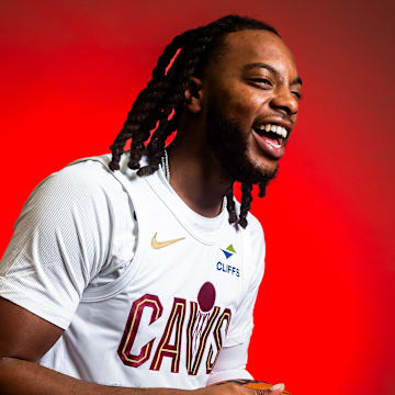 Sep 29, 2025; Cleveland, OH, USA;  Cleveland Cavaliers guard Darius Garland (10) during media day at Rocket Arena. Mandatory Credit: Ken Blaze-Imagn Images