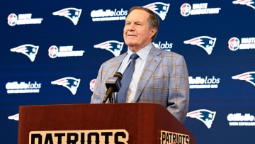 Jan 11, 2024; Foxborough, MA, USA; New England Patriots former head coach Bill Belichick holds a press conference at Gillette Stadium to announce his exit from the team. Mandatory Credit: Eric Canha-USA TODAY Sports