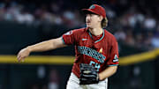 Sep 7, 2025; Phoenix, Arizona, USA; Arizona Diamondbacks pitcher Taylor Rashi against the Boston Red Sox at Chase Field. Mandatory Credit: Mark J. Rebilas-Imagn Images