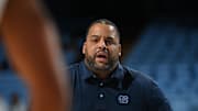 Nov 5, 2021; Chapel Hill, NC, USA;  North Carolina Tar Heels assistant coach Sean May works with the players before the game at Dean Smith Center. 