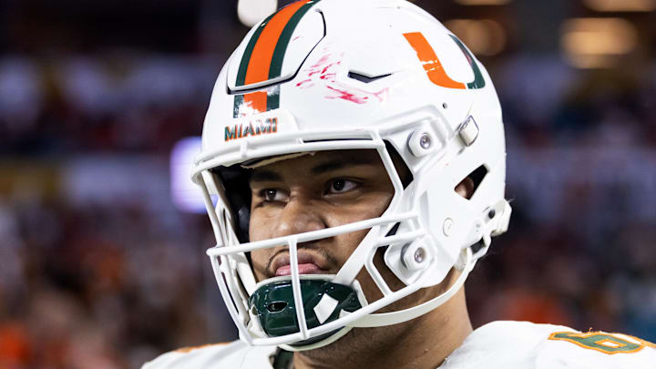 Miami Hurricanes offensive lineman Francis Mauigoa