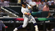 Great Britain catcher Harry Ford hits during a World Baseball Classic game against Mexico on March 14, 2023, at Chase Field.