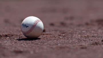 Aug 13, 2023; San Francisco, California, USA;  General view of the baseball on the dirt during the