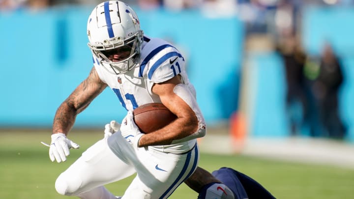 Indianapolis Colts wide receiver Michael Pittman Jr. (11) makes a catch during a game against the Tennessee Titans on Dec. 3, 2023.