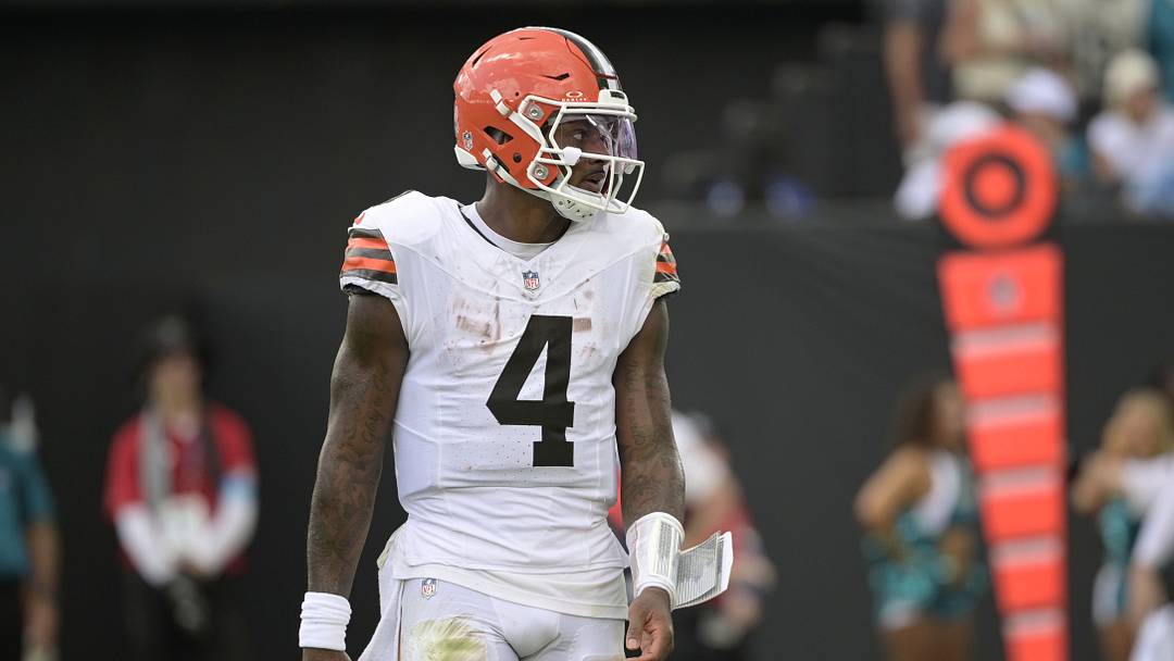 Sep 13, 2026; Jacksonville, Florida, USA;  Cleveland Browns quarterback Deshaun Watson (4) in the third quarter against the Jacksonville Jaguars rat EverBank Stadium.  Mandatory Credit: Melina Myers-Imagn Images