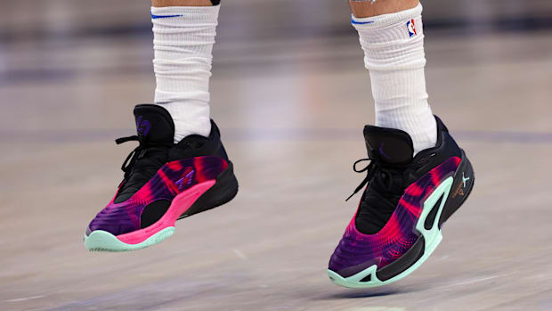 Luka Doncic's black and purple sneakers.
