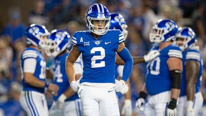 Ben Bywater looks to the sideline as BYU opens their season against Sam Houston