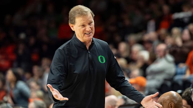 Oregon head coach Dana Altman hosts the Oregon State Beavers on Thursday, November 21, 2024, at Gill Coliseum in C