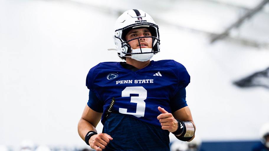 Penn State quarterback Rocco Becht participates during a practice session.