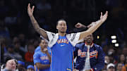 Oct 30, 2025; Oklahoma City, Oklahoma, USA; Oklahoma City Thunder forward Jaylin Williams (6) gestures during the second half of a game against the Washington Wizards at Paycom Center. Mandatory Credit: Alonzo Adams-Imagn Images