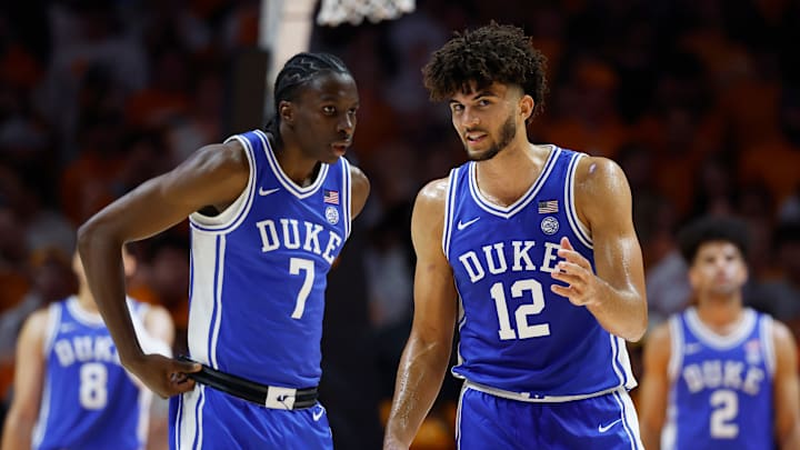 Duke v Tennessee; Duke basketball guard Dame Sarr and forward Cameron Boozer