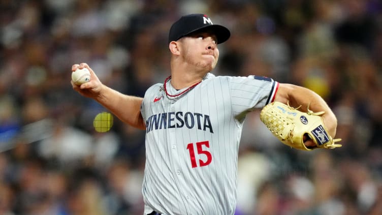 Minnesota Twins relief pitcher Emilio Pagan (15) delivers a pitcher