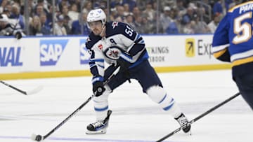 Winnipeg Jets center Mark Scheifele skates against the St. Louis Blues.
