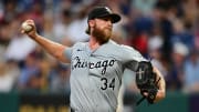 Jul 2, 2024; Cleveland, Ohio, USA; Chicago White Sox relief pitcher Michael Kopech (34) throws a pitch during the ninth inning against the Cleveland Guardians at Progressive Field. Mandatory Credit: Ken Blaze-USA TODAY Sports