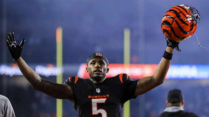 Cincinnati Bengals wide receiver Tee Higgins walks off the field after a victory over the Denver Broncos.