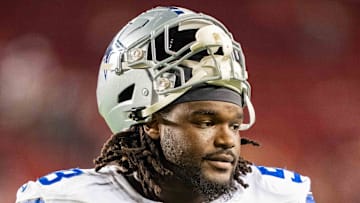 October 8, 2023; Santa Clara, California, USA; Dallas Cowboys defensive tackle Mazi Smith (58) after the game against the San Francisco 49ers at Levi's Stadium. Mandatory Credit: Kyle Terada-Imagn Images