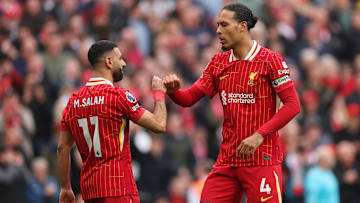 Mohamed Salah (left) and Virgil van Dijk are both out of contract this summer